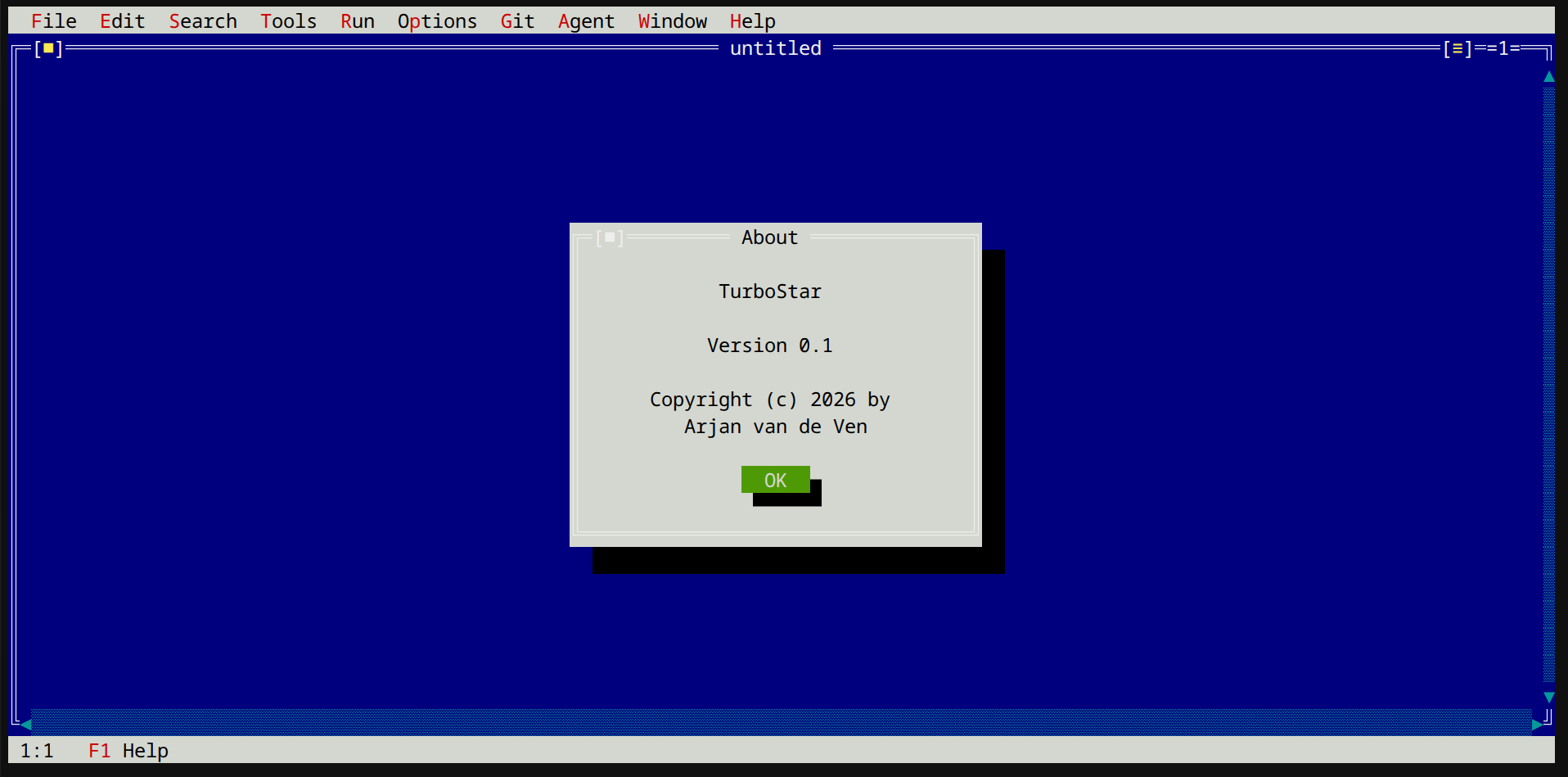 Turbostar Welcome Screen in terminal